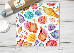 Watercolor Seashells Pattern Adhesive Vinyl 950