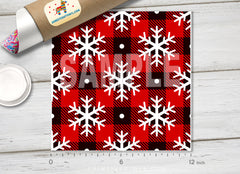 Christmas Plaid Snowflake Patterned Adhesive Vinyl X081