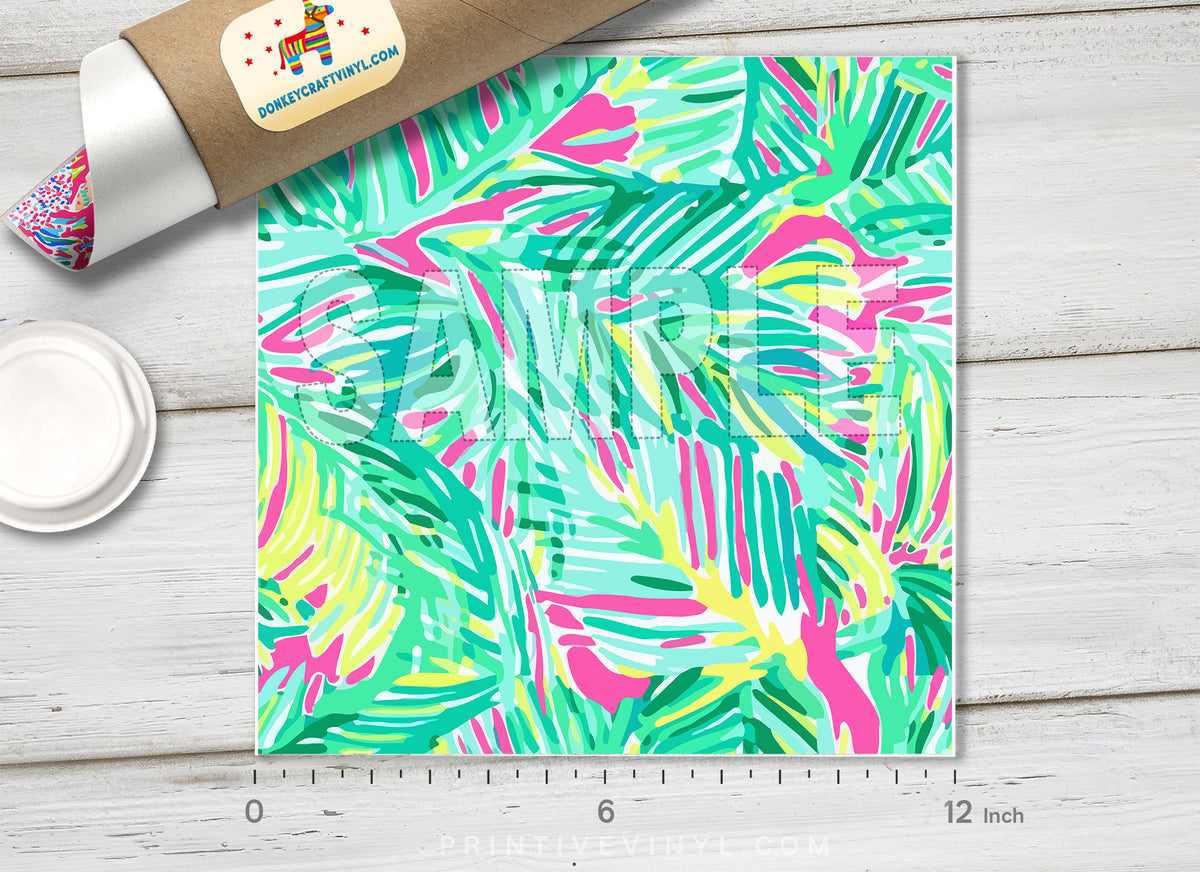 Lilly Inspired Summer Fern Leaves Pattern Adhesive Vinyl L073