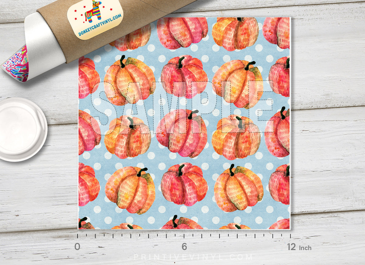 Cute Watercolor Pumpkin Polka Dot Pattern HTV 1552
