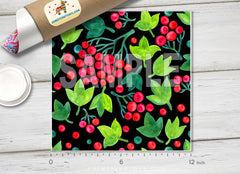 Holly Berry Patterned Adhesive Vinyl X042