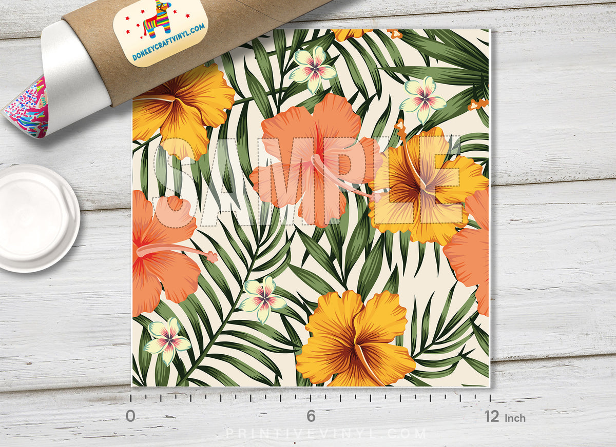 Tropical Hibiscus Patterned Adhesive Vinyl 851