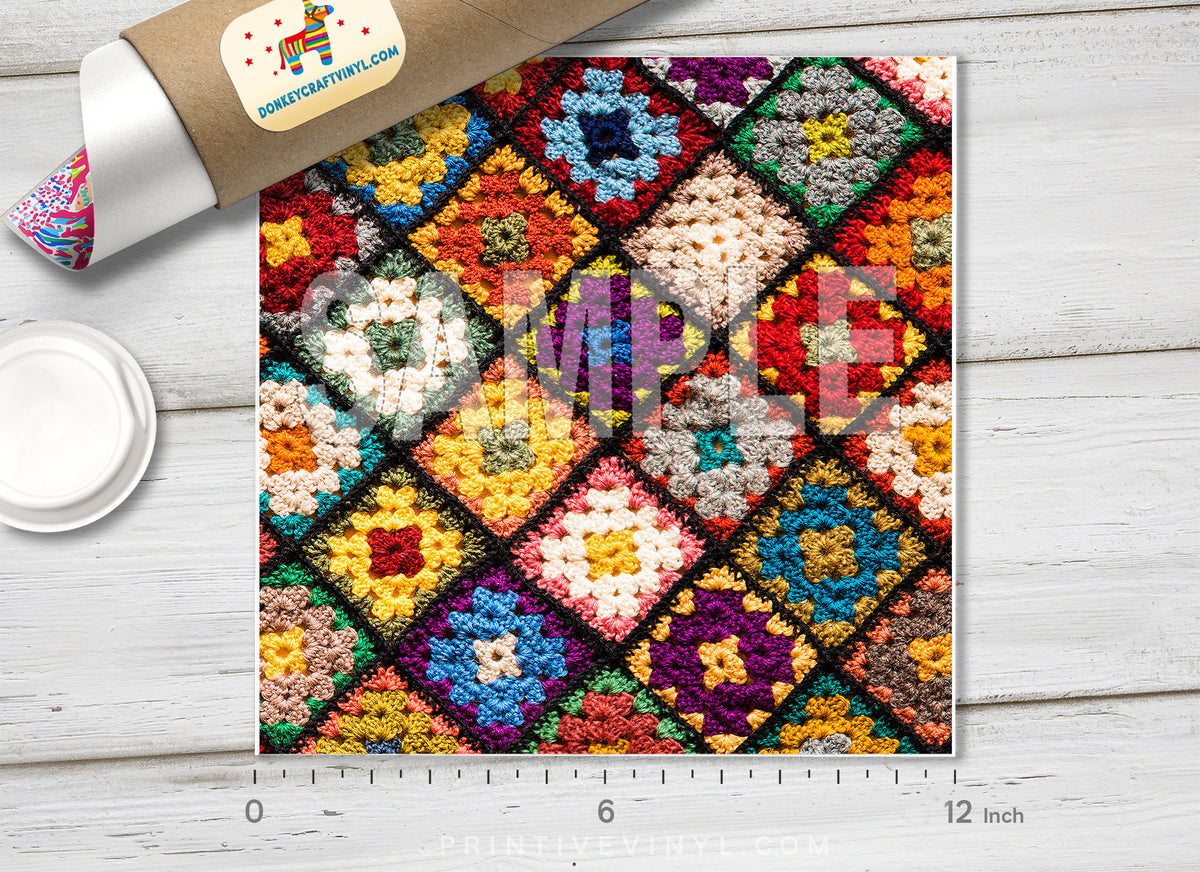 Granny Square Crochet HTV 1490 - Donkey Craft Vinyl