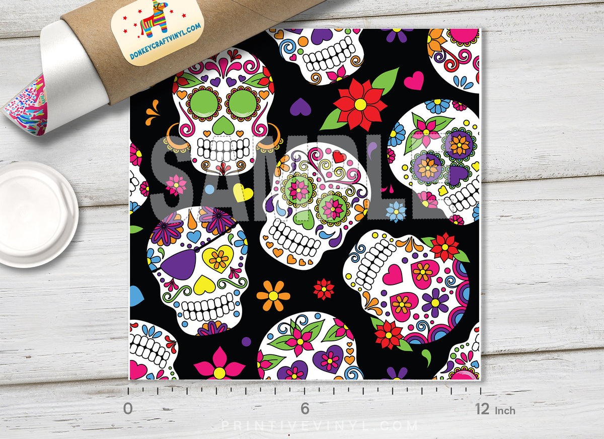 Day Of The Dead Sugar Skull Pattern Adhesive Vinyl 606