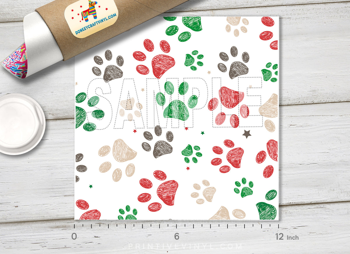 Hand-Drawn Paw Print Adhesive Vinyl 1417 - Donkey Craft Vinyl