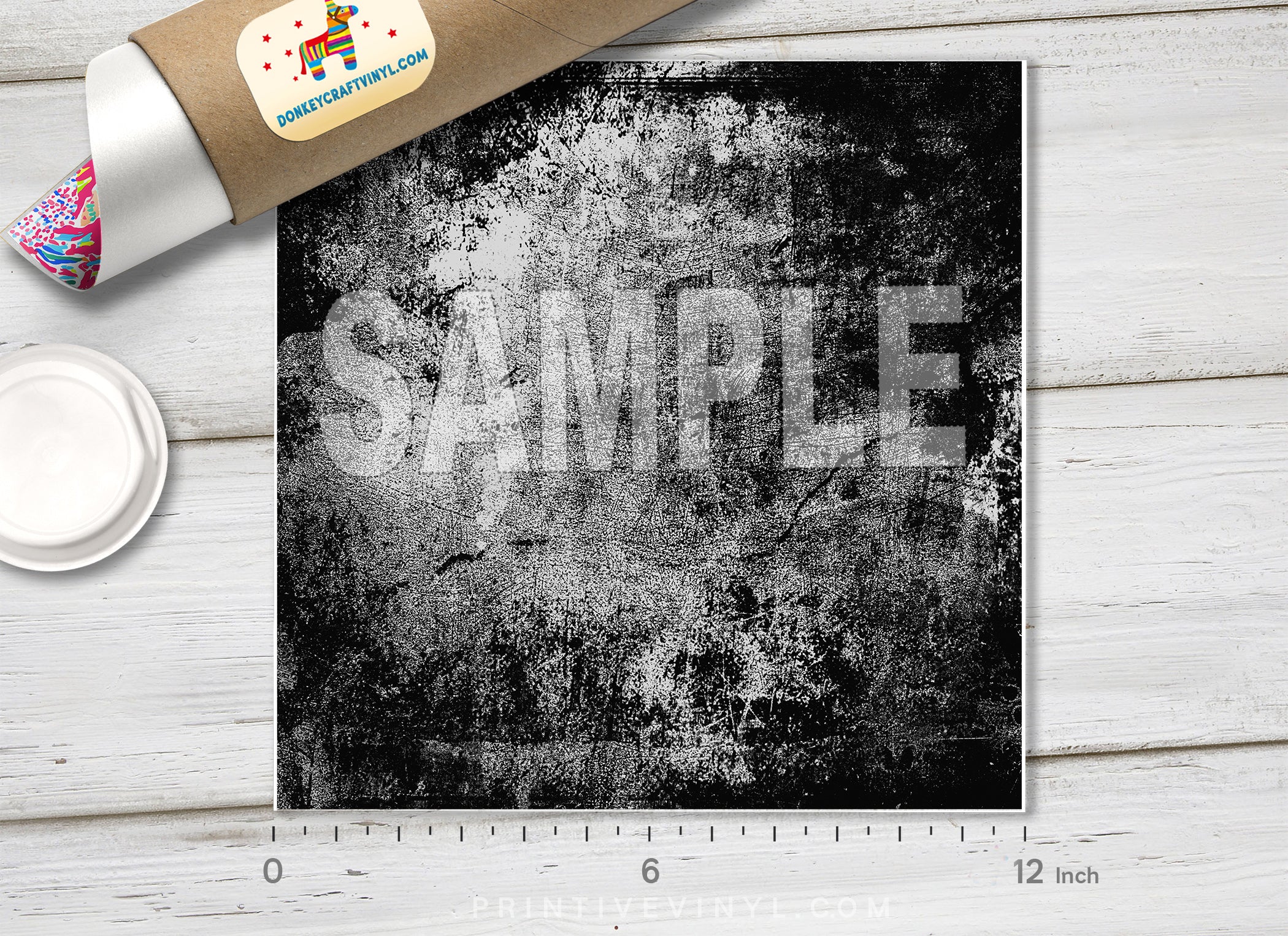 Black and White Distressed Grunge Texture Patterned HTV 1446 - Donkey Craft Vinyl