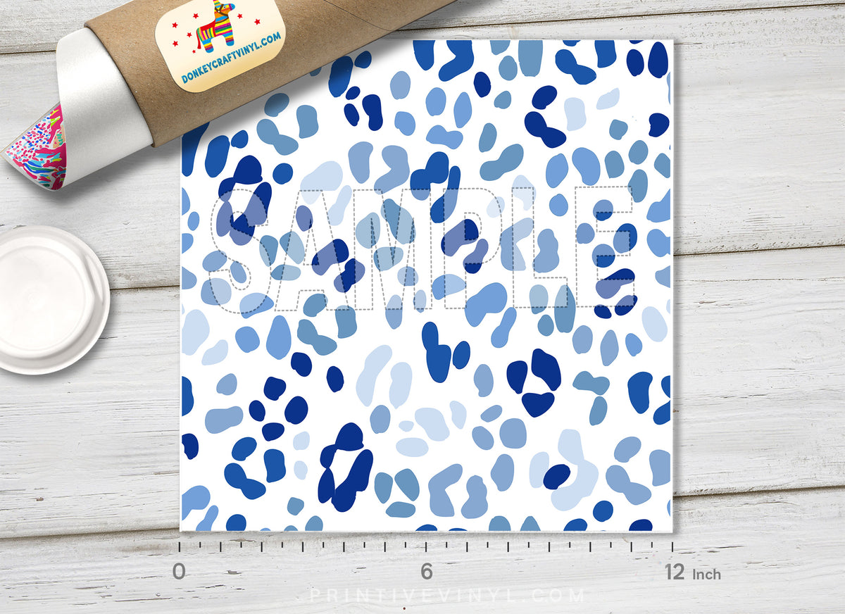 Blue Leopard Animal Adhesive Vinyl 1628