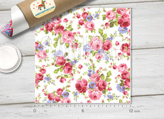 Vintage Pink Rose Floral Pattern HTV 1528