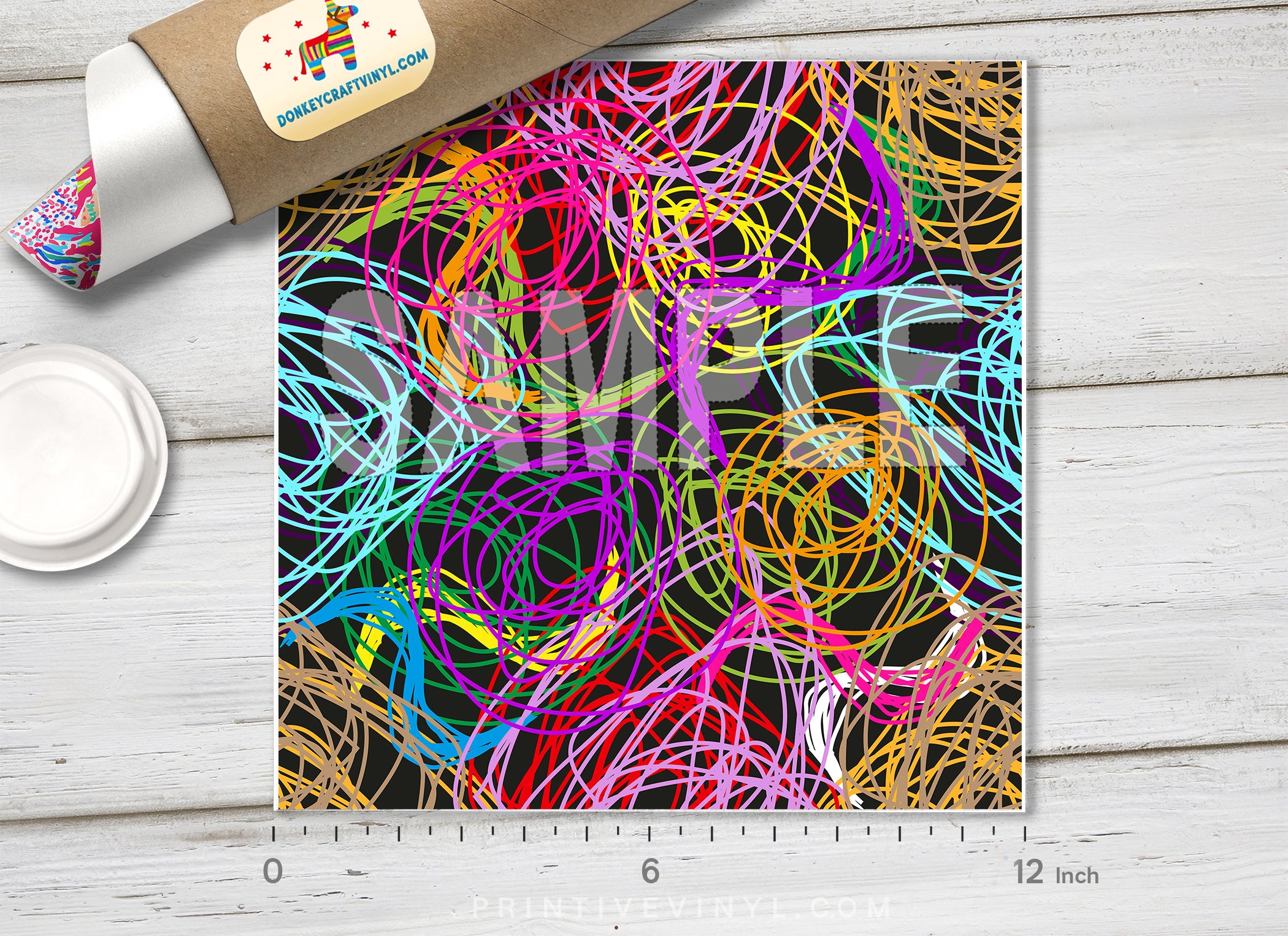 Colorful Scribble Abstract Adhesive Vinyl 1334 - Donkey Craft Vinyl