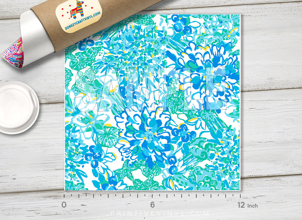 Lilly Inspired Blue Heaven Pattern Adhesive Vinyl L066