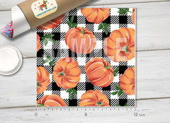 Orange Pumpkin Buffalo Plaid Adhesive Vinyl 1413 - Donkey Craft Vinyl