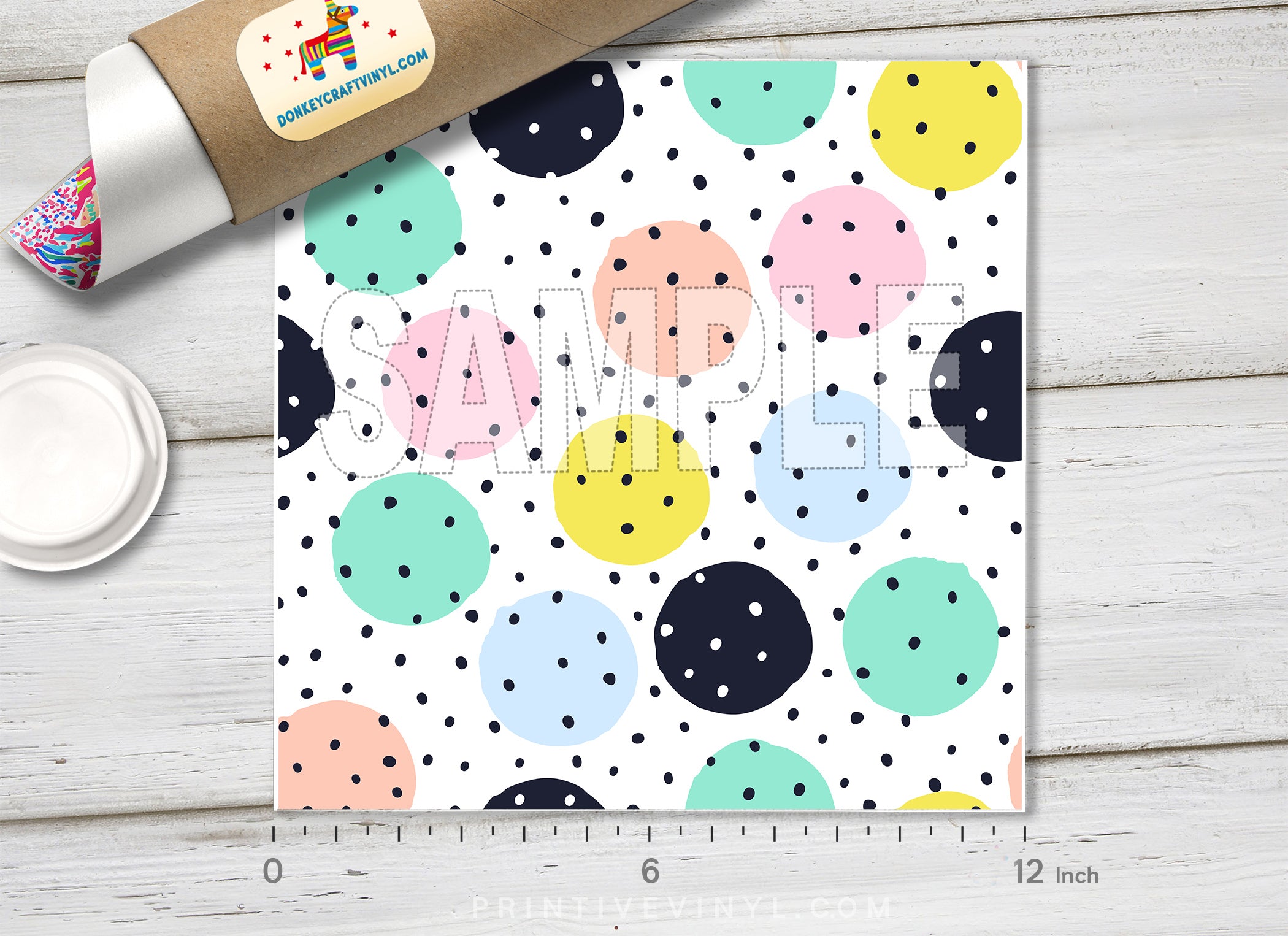 Pastel Confetti Polka Dot Patterned Adhesive Vinyl 1319 - Donkey Craft Vinyl