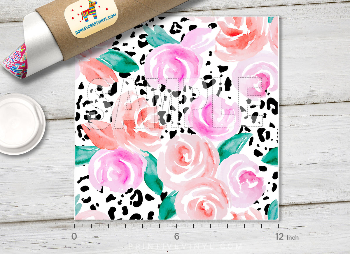 Rose and Leopard Patterned Adhesive Vinyl 932