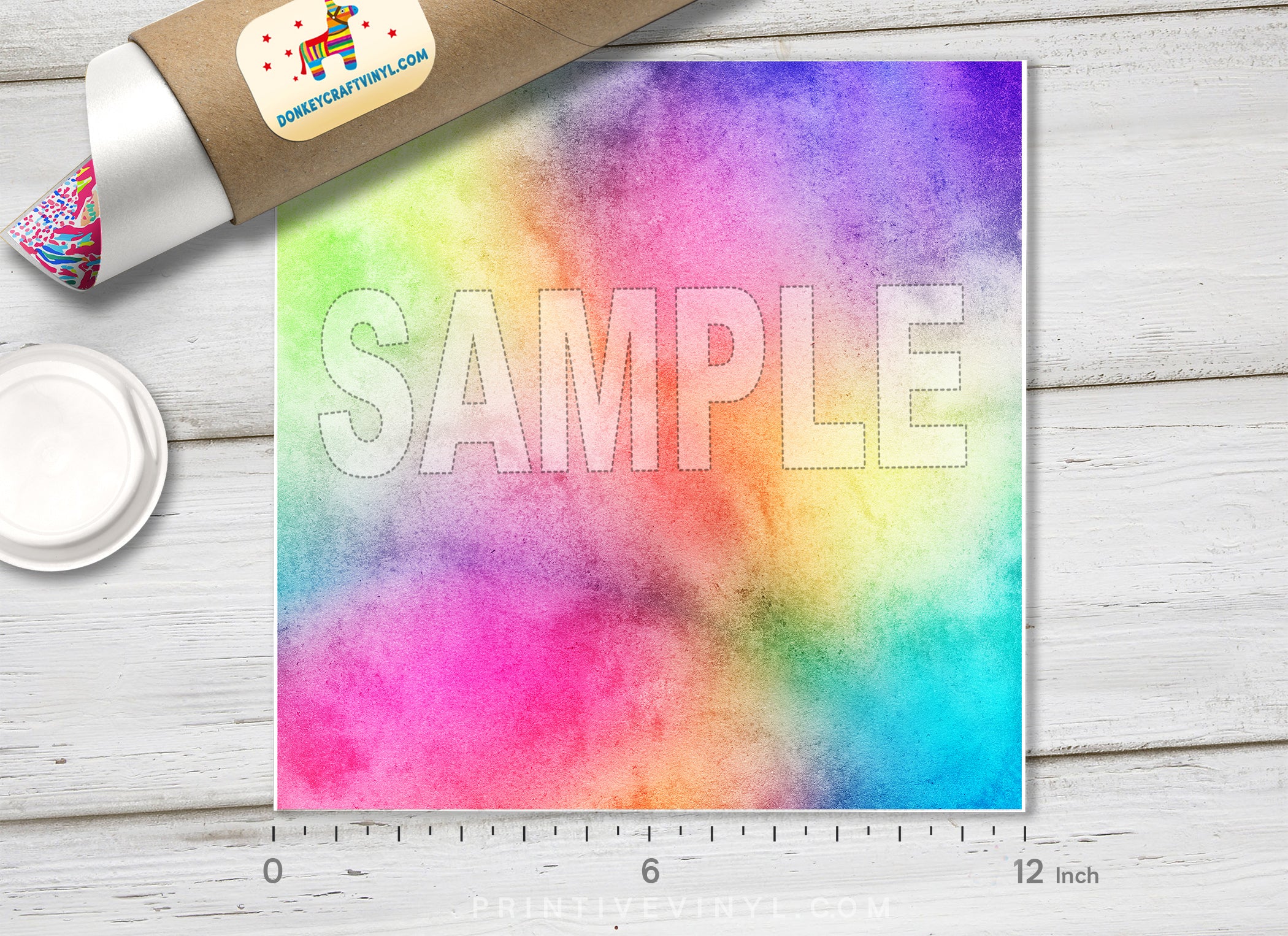 Rainbow Watercolor Adhesive Vinyl 1496 - Donkey Craft Vinyl