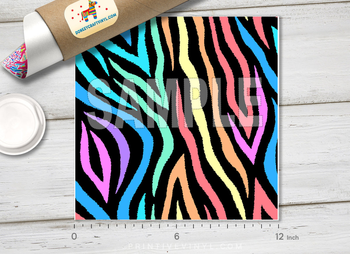 Rainbow Zebra Pattern Adhesive Vinyl 827