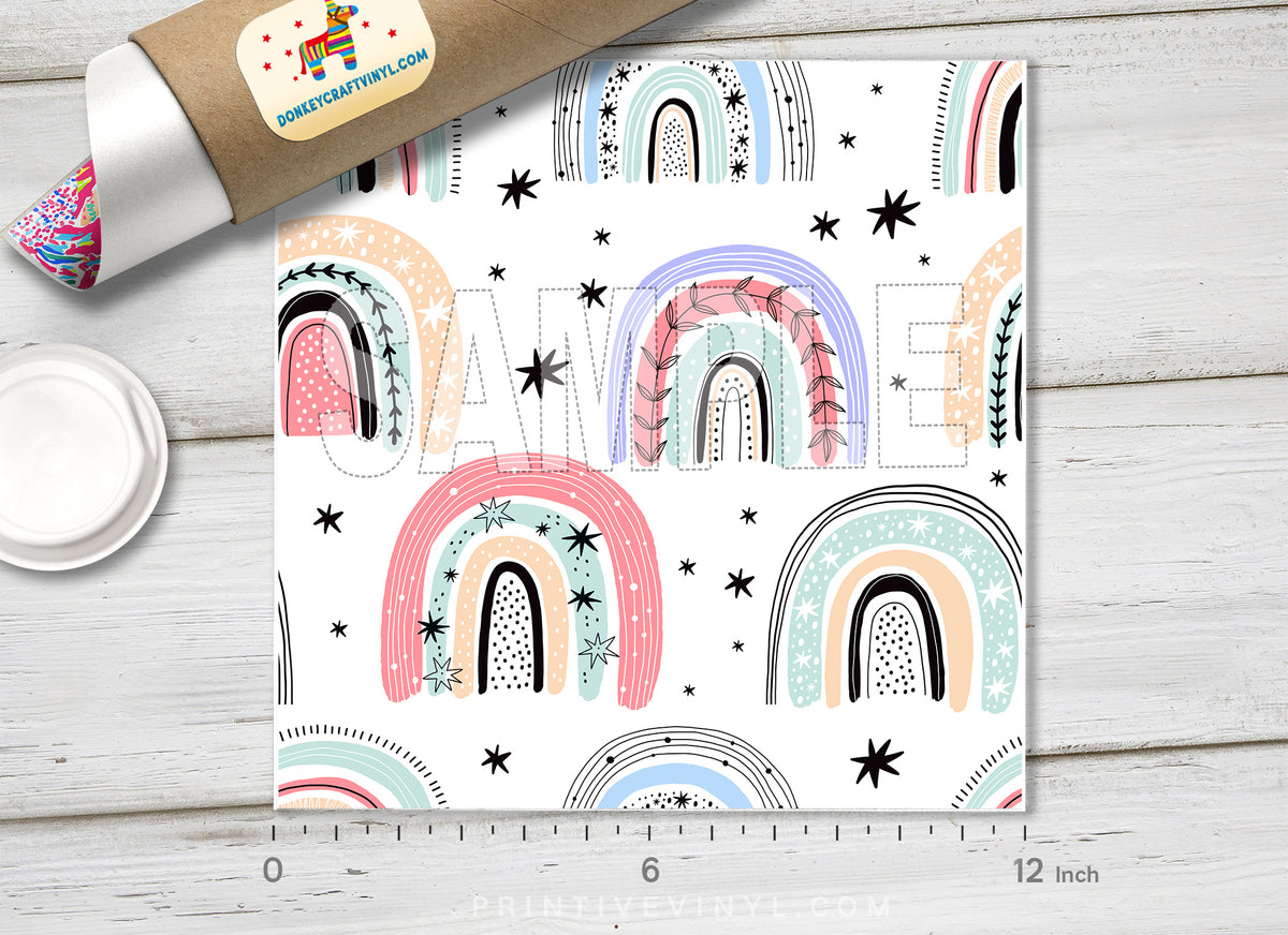 Pastel Boho Rainbow Patterned HTV 1449 - Donkey Craft Vinyl