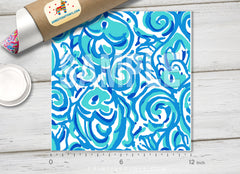 Lilly Inspired Blue Underwater Pattern Adhesive Vinyl L051