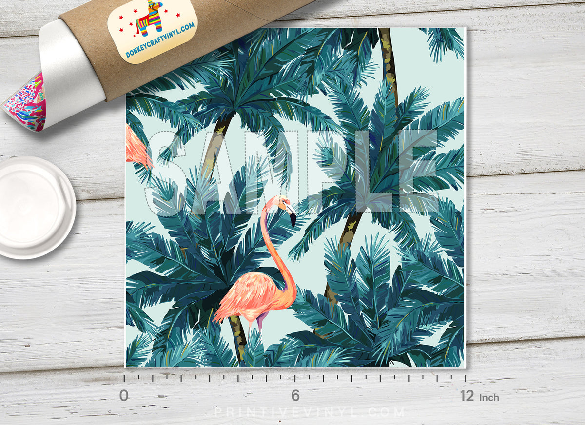 Palm Tree Flamingo Adhesive Vinyl 1137