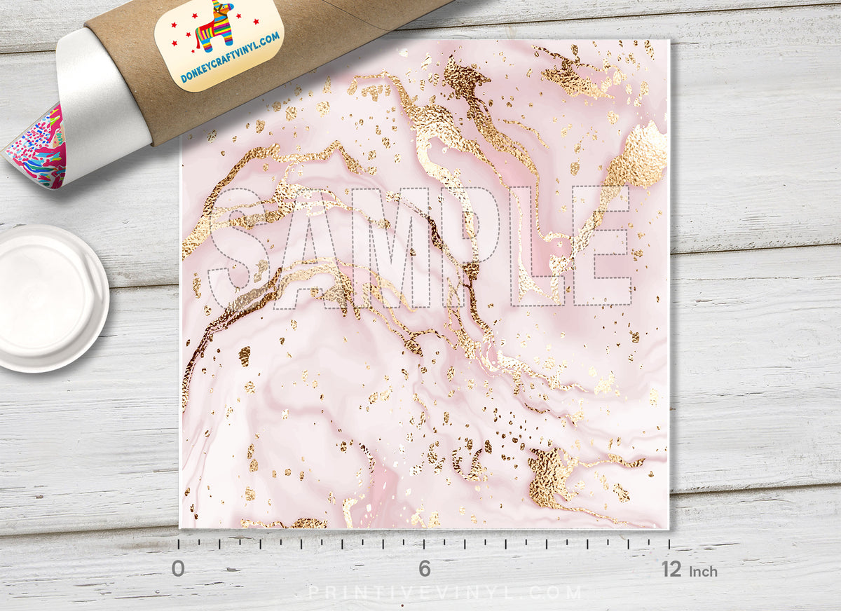 Pastel Pink and Purple Gold Flake Marble HTV 1289