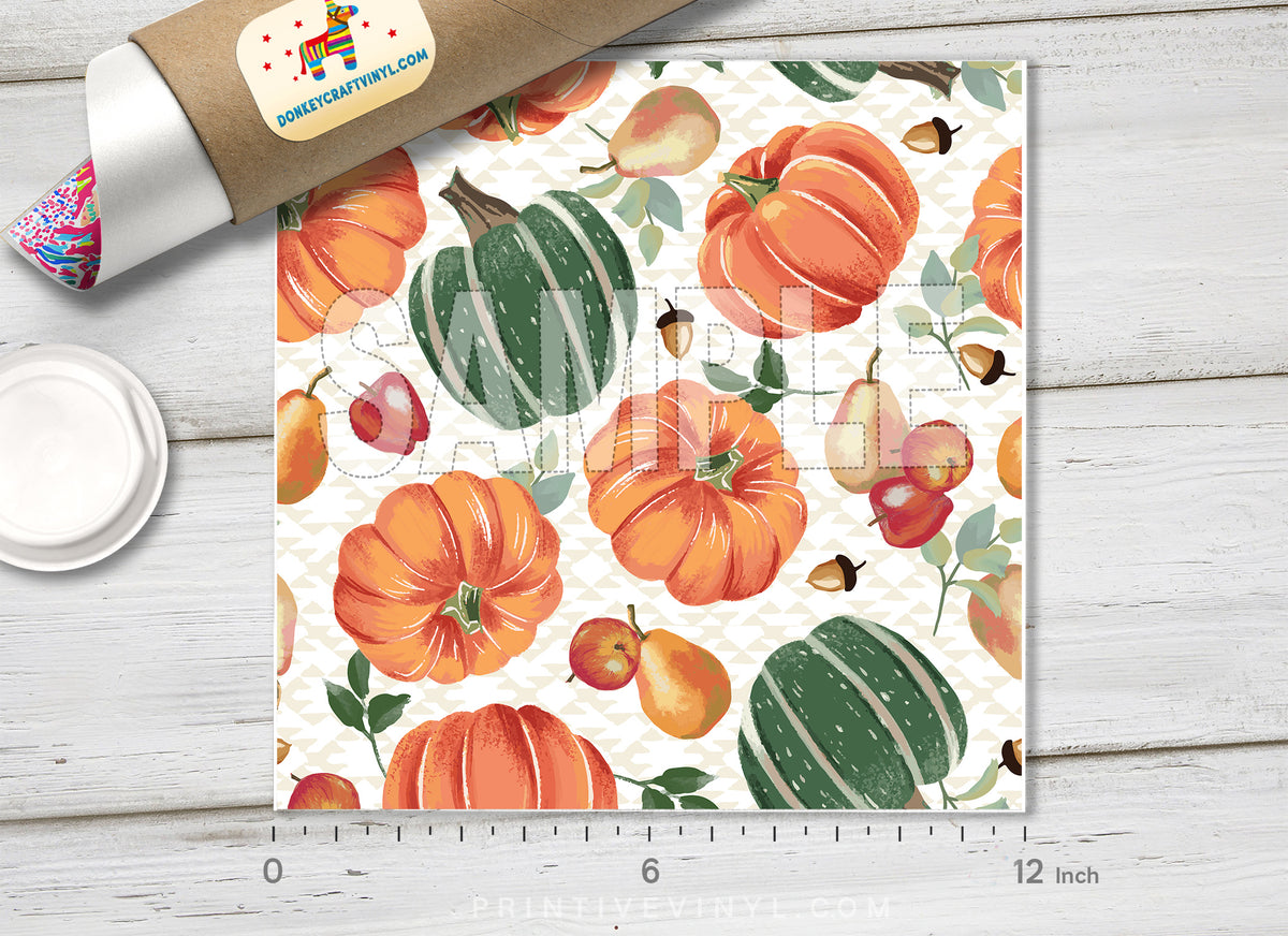 Autumn Harvest Fruits and Pumpkins Adhesive Vinyl 1414 - Donkey Craft Vinyl