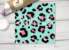 Teal Leopard Adhesive Vinyl 1048