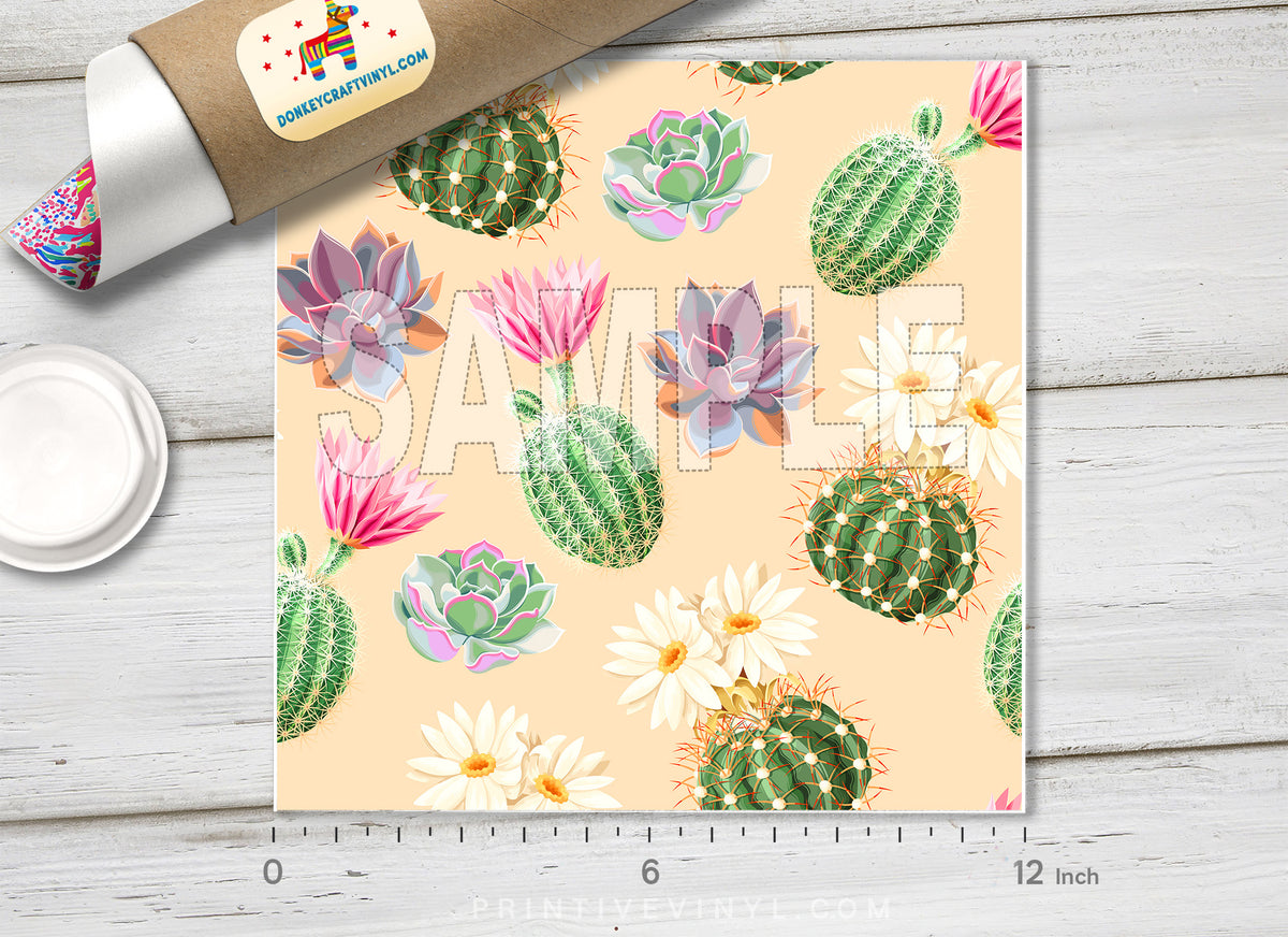 Succulent and Cactus Pattern Adhesive Vinyl 958