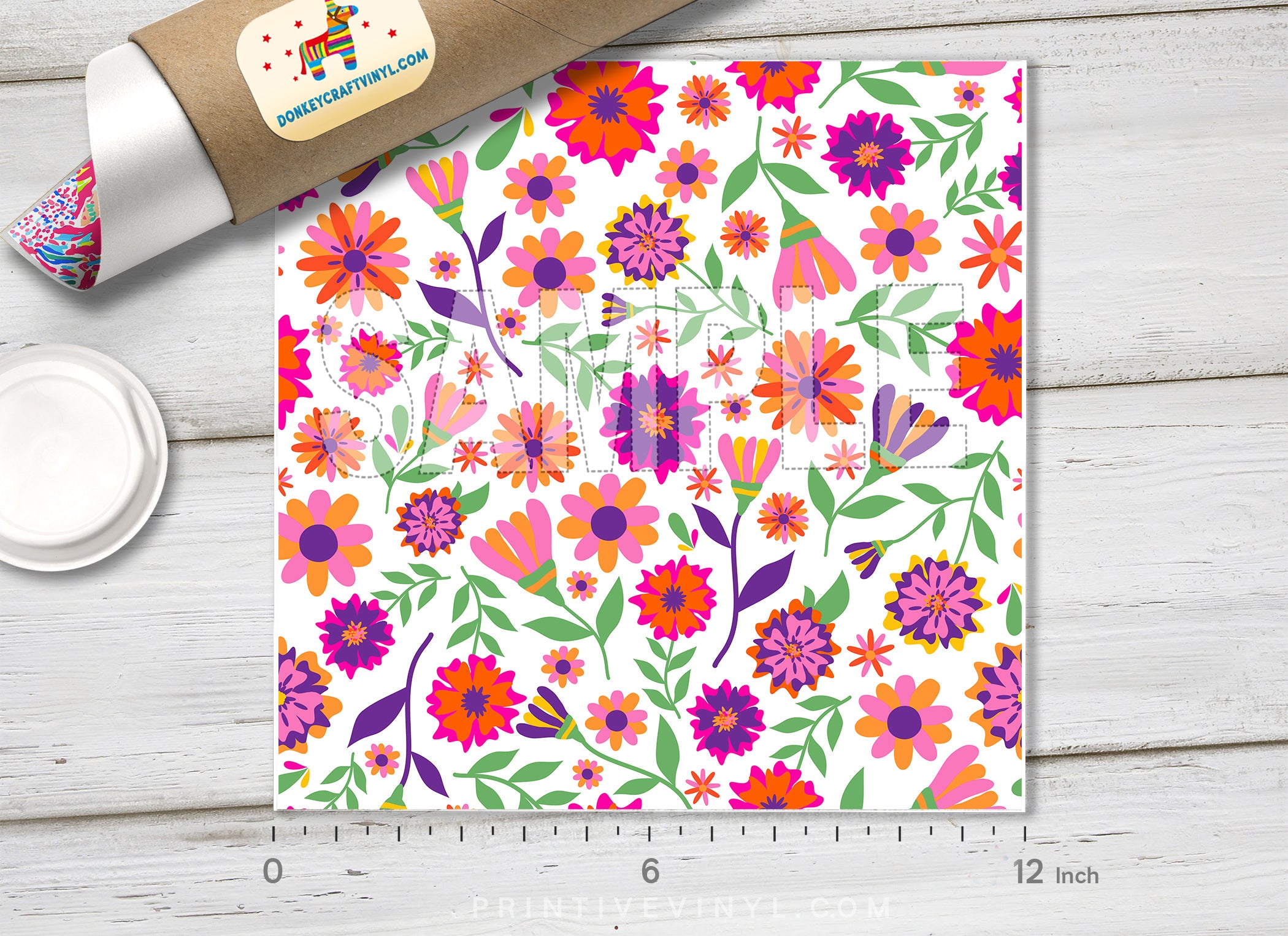 Vibrant Summer Floral Adhesive Vinyl 1503 - Donkey Craft Vinyl