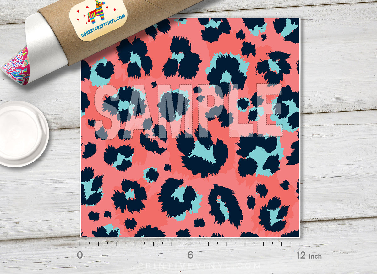 Coral Leopard Pattern Adhesive Vinyl 825