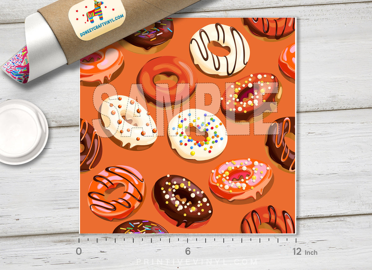 Pumpkin Donut Patterned Adhesive Vinyl H035