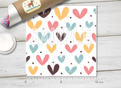 Pastel Hearts Pattern Adhesive Vinyl 1438 - Donkey Craft Vinyl