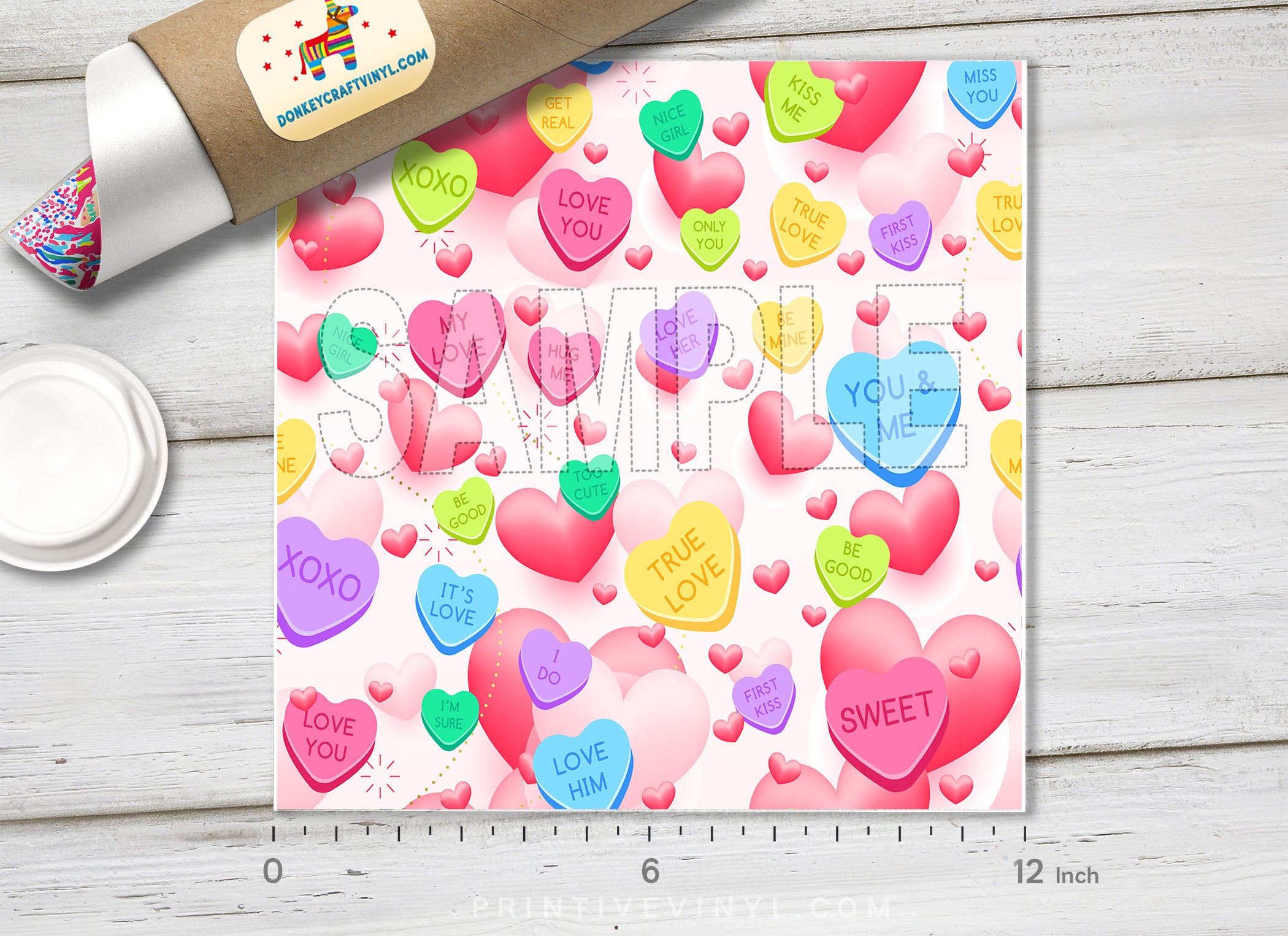 Sweet Conversation Hearts Pattern HTV 1588 - Donkey Craft Vinyl