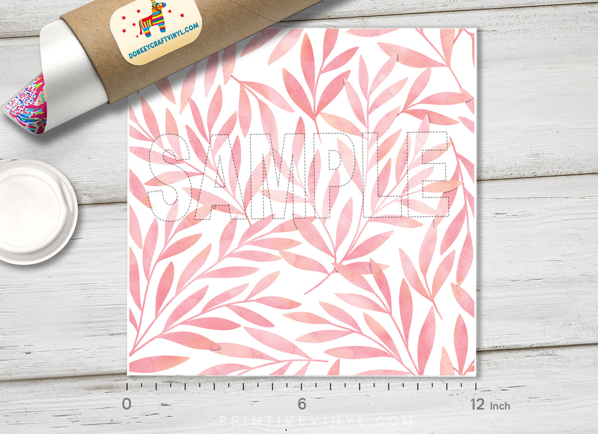 Pink Botanical Adhesive Vinyl 1388 - Donkey Craft Vinyl