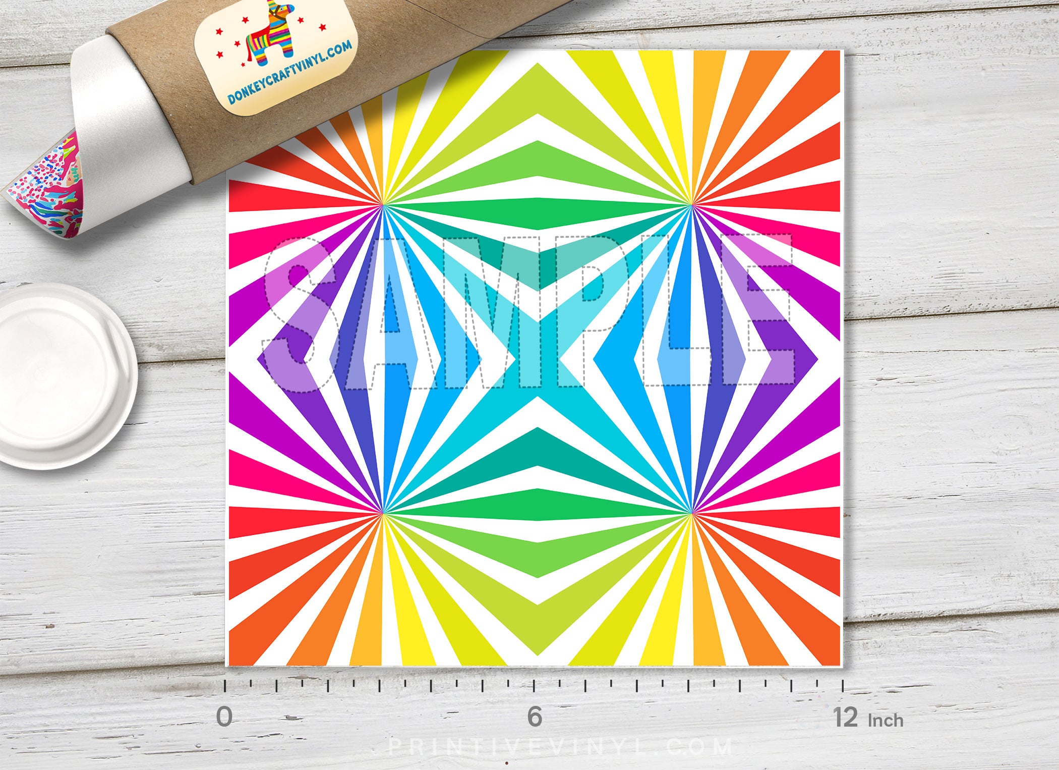 Vibrant Rainbow Starburst Geometric HTV 1502 - Donkey Craft Vinyl