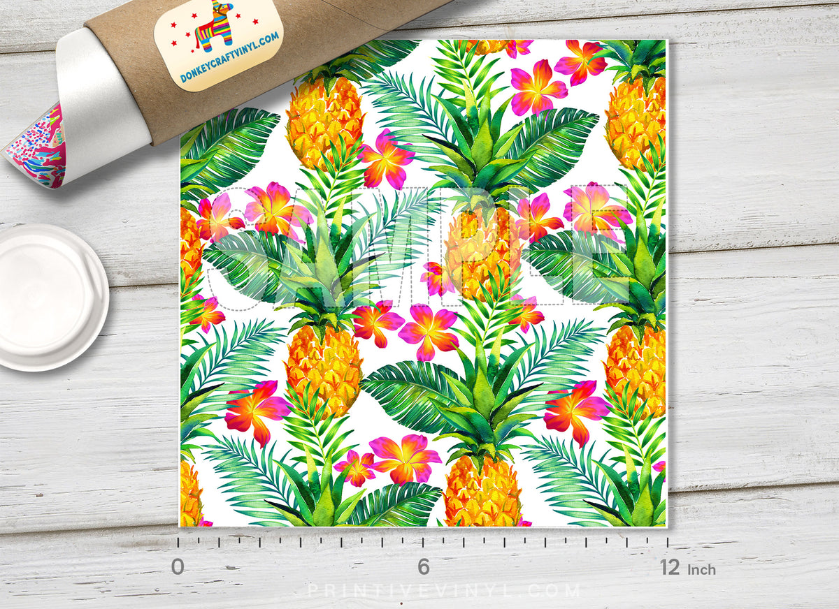 Tropical flowers Pineapple Adhesive Vinyl 1094
