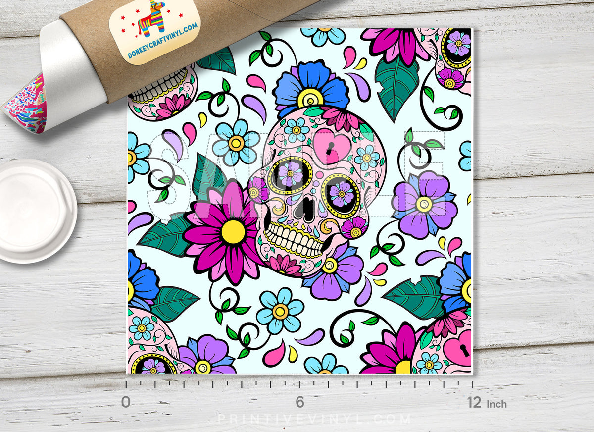 Sugar Skull Pattern Adhesive Vinyl 987