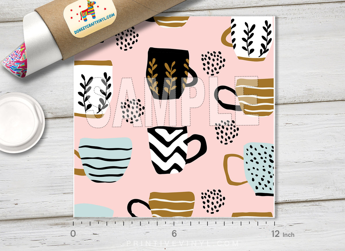 Cute Boho Coffee Mugs Adhesive Vinyl 1344 - Donkey Craft Vinyl