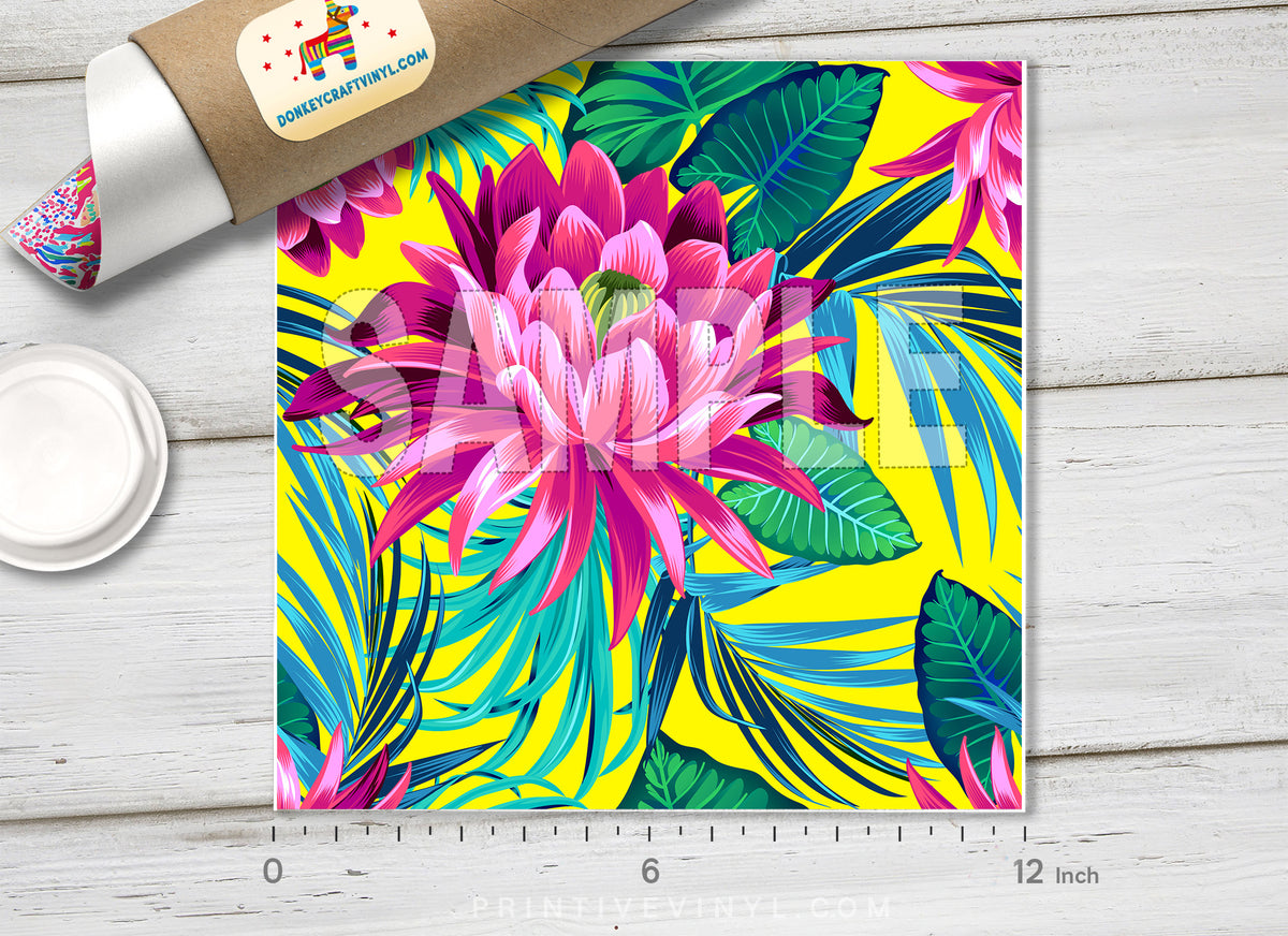 Tropical Lotus Flowers Adhesive Vinyl 994