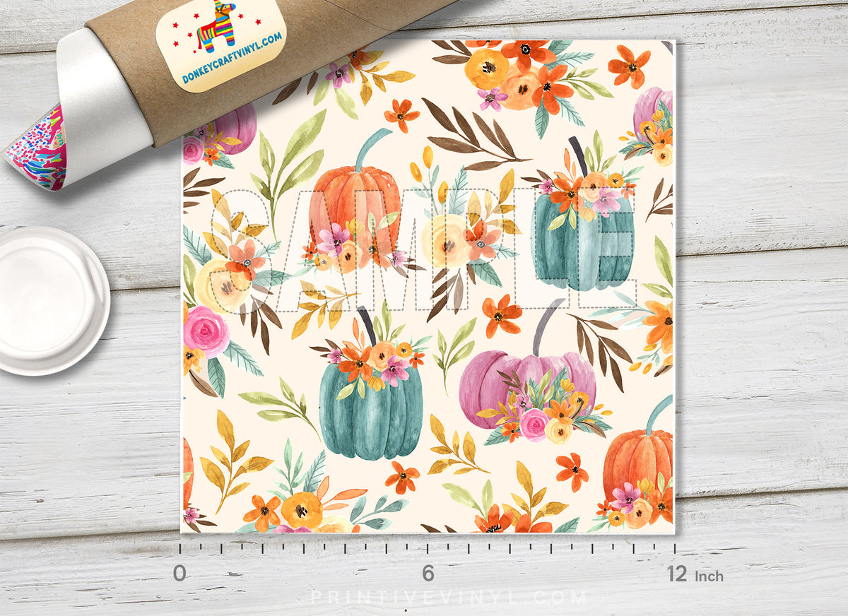 Floral Pumpkins HTV 1501 - Donkey Craft Vinyl