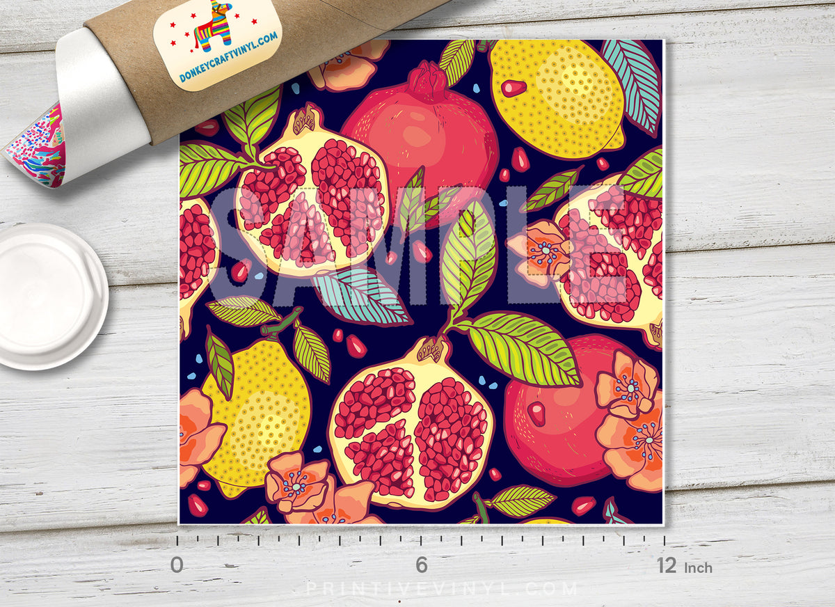 Tropical pomegranate Lemon fruits Adhesive Vinyl 1133