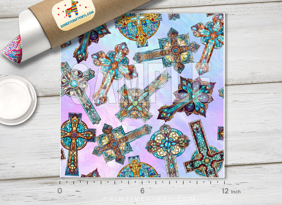 Ornate Cross Adhesive Vinyl 1630