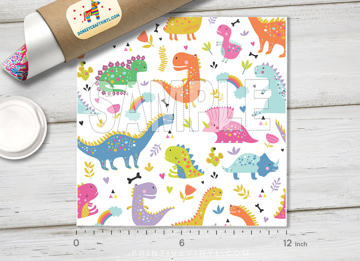 Cute Colorful Dinosaur Adhesive Vinyl 1541
