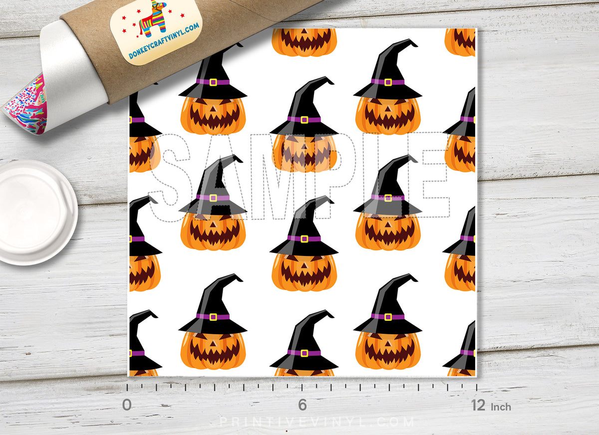 Halloween Pumpkin Patterned Adhesive Vinyl X003