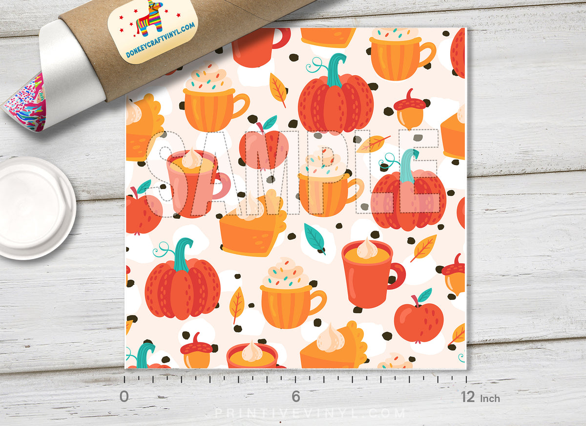 Spice Pumpkin Latte Patterned Adhesive Vinyl H047