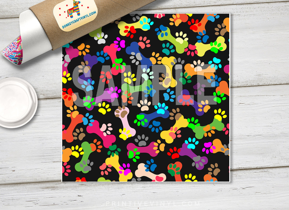Paw Prints and Bones Pattern HTV 1508