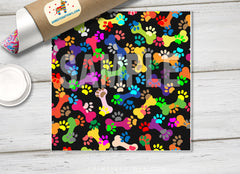 Paw Prints and Bones Pattern HTV 1508