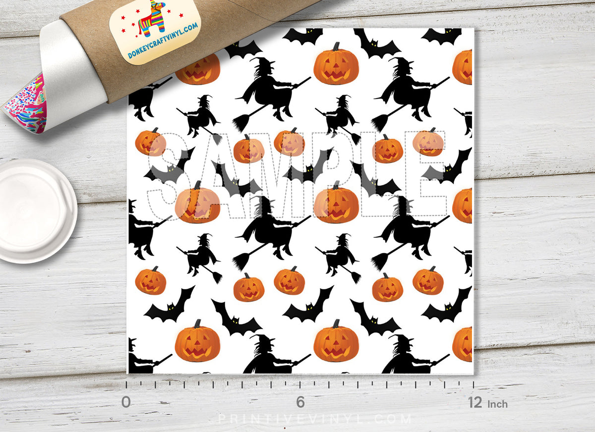 Witch Pumpkin Patterned HTV H034