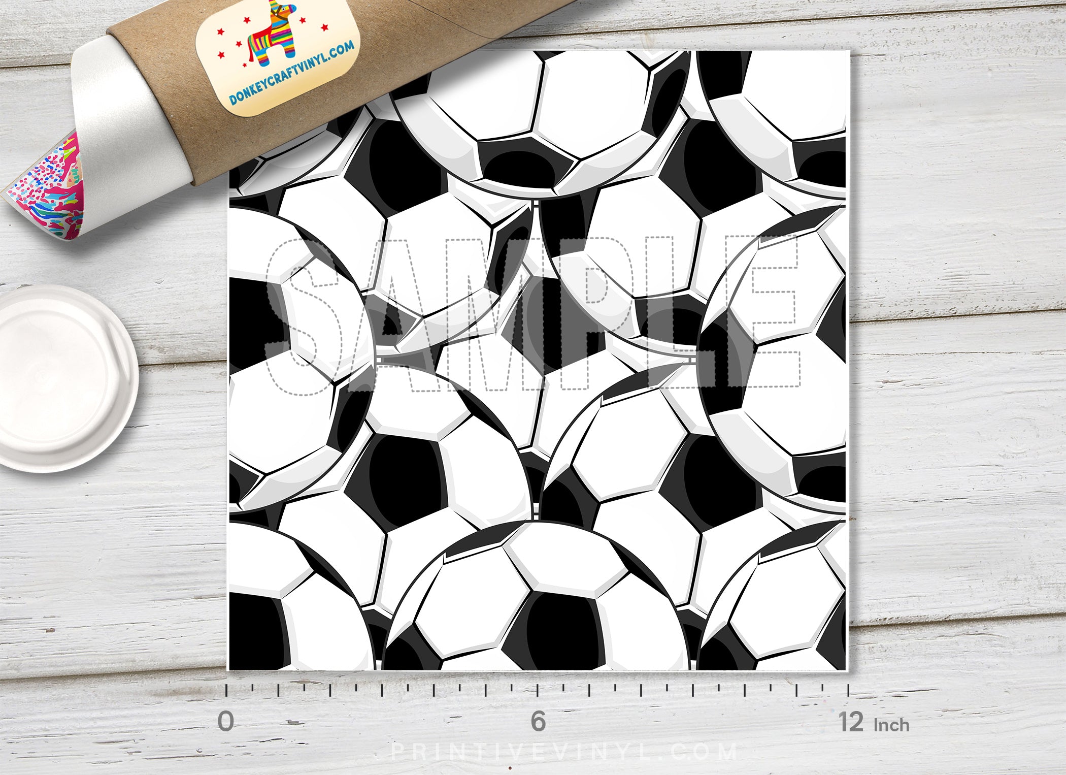 Black and White Soccer Ball Adhesive Vinyl 1419 - Donkey Craft Vinyl