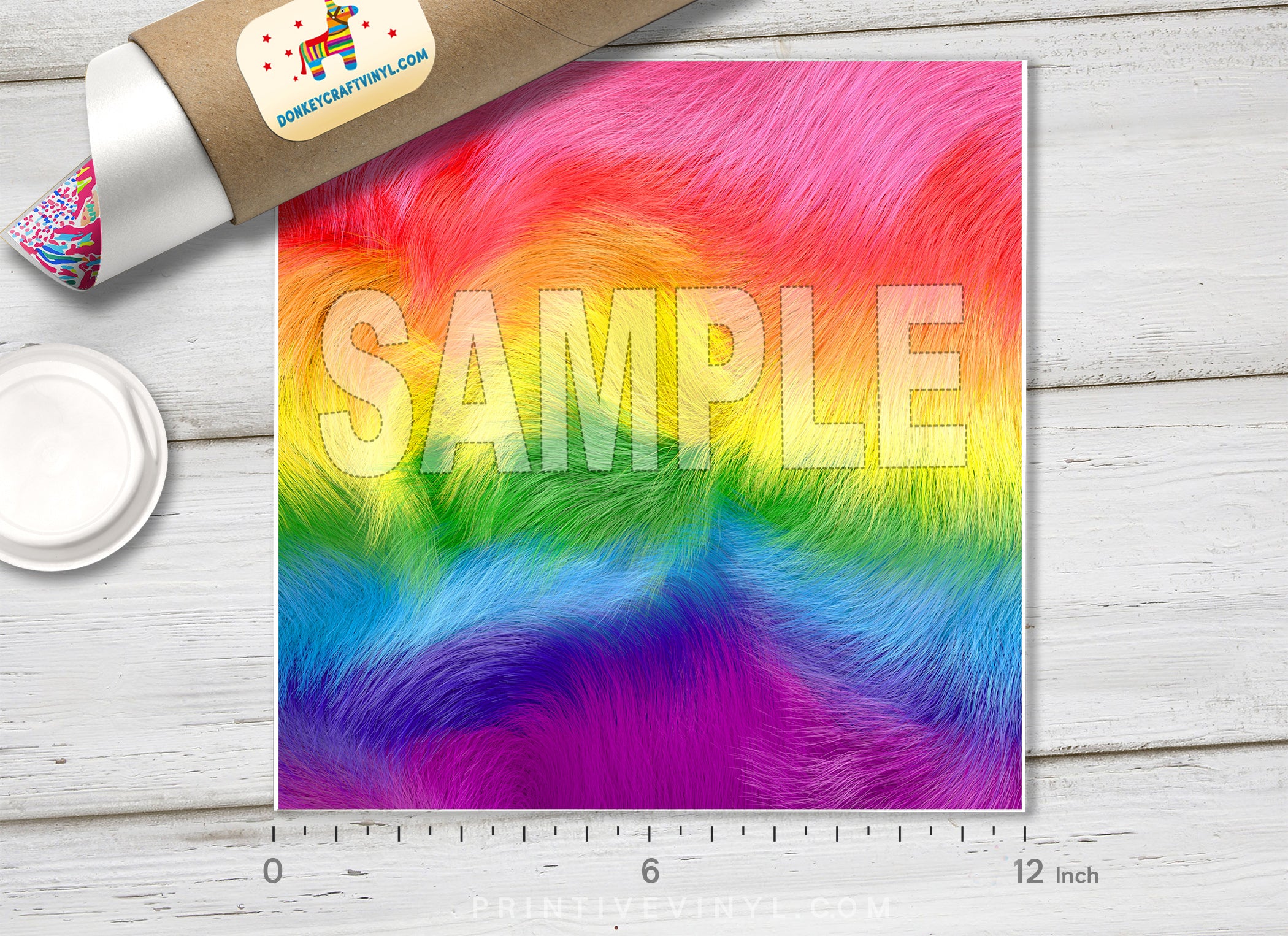 Rainbow Faux Fur Adhesive Vinyl 1424 - Donkey Craft Vinyl