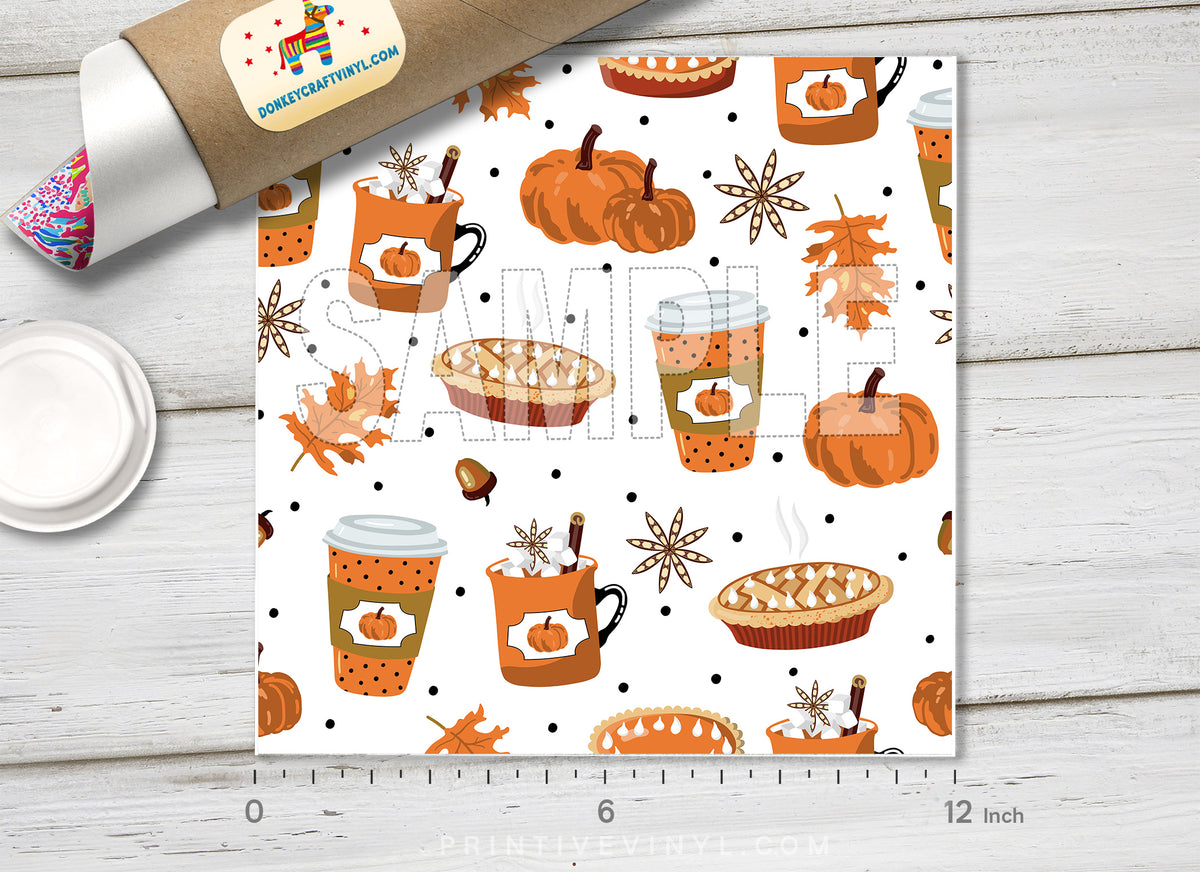 Spice Pumpkin Latte Patterned HTV H046