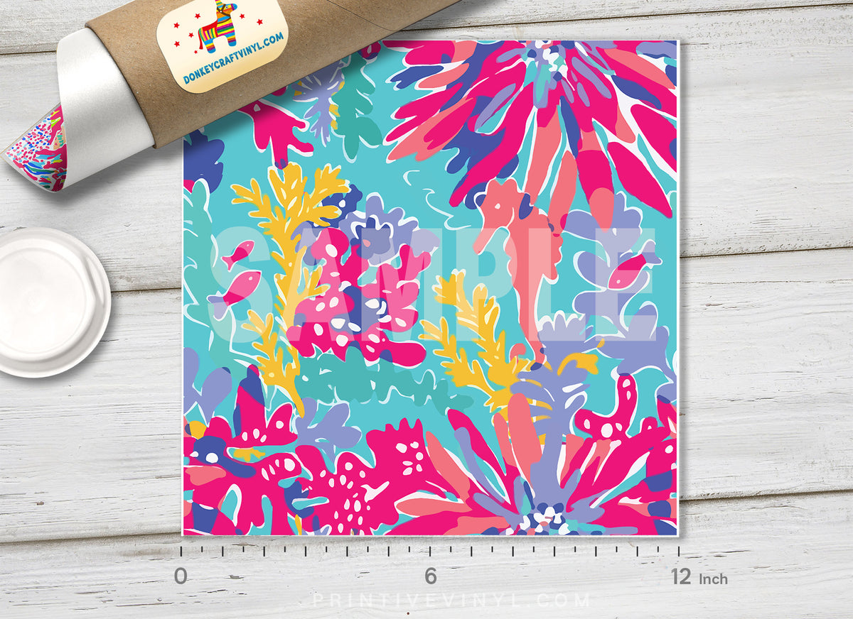 Lilly Inspired Trippin and Sippin Pattern Adhesive Vinyl L015